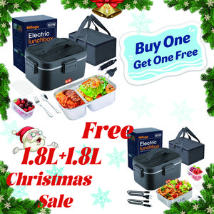 【Buy One Get One Free】Nifogo Electric Lunch Box Food Heater for Adults, 12V/24V/110V Portable Heated Lunch Box with Fork & Spoon, Insulated Carry Bag - Springtok Tableware Warmer