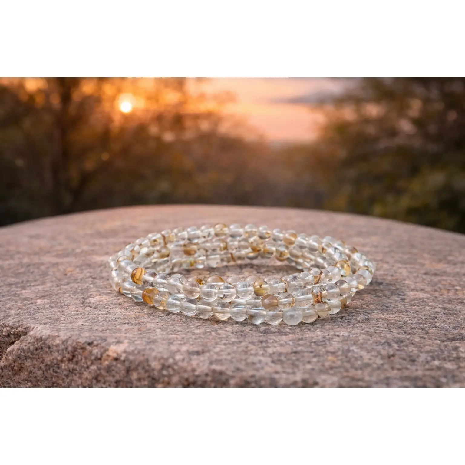 4mm Natural Golden Topaz Crystal Stone Energy Bracelet