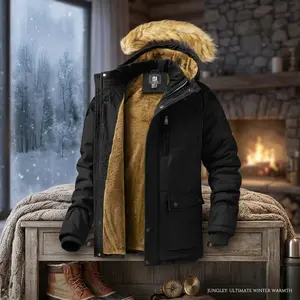 Men's Winter Jacket Mountain Windproof Hiking Hooded Warm Snow Coat with Multi Pockets - Waterproof Insulated Outdoor Parka for Cold Weather Trekking Camping Skiing Snowboarding Adventure Gear