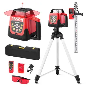 fathersdaygift  VEVOR Rotary Laser Level Kit, 984ft 360 - Degree Self Leveling Red Horizontal Laser Transit, with Tripod, Receiver, Remote Control, Scale, Toolcase, IP54 Waterproof, 0.12in/100ft Precision for ConstructionVEVOR Super Brand Day