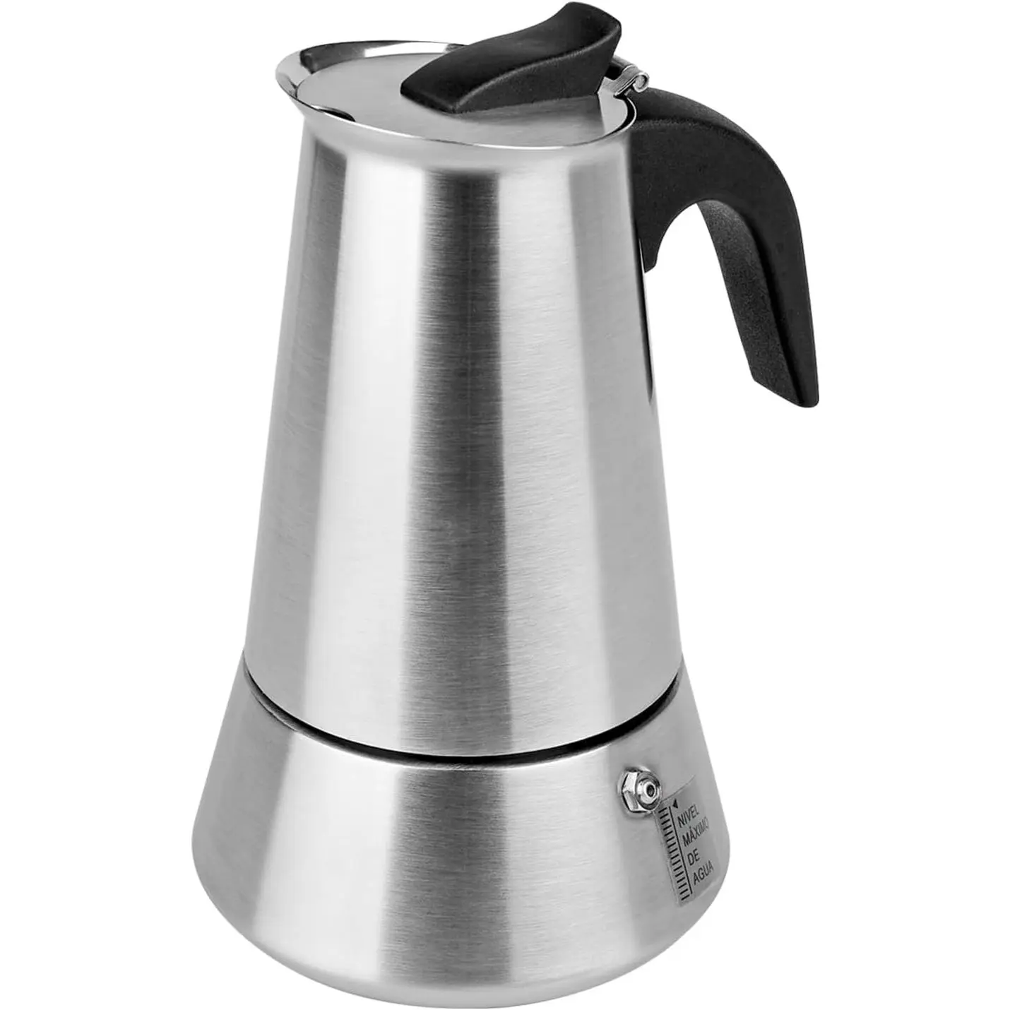 6 Cup Stovetop Espresso Maker Matte Stainless Steel Moka Pot Italian and Cuban Mocha Coffee Maker, Compatible with Gas, Electric, Ceramic, and Induction stovetops(10 fl oz/300 ml)
