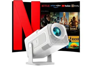 WOLFANG 4K Mini Projector, Built-in Apps/Official Netflix, 26000 Lumen WiFi 6 Portable Projector with 50% Zoom, 180 Rotatable Smart Home Projector Compatible with TV Stick/iOS/Android/PC/PS5/HDMI/AV