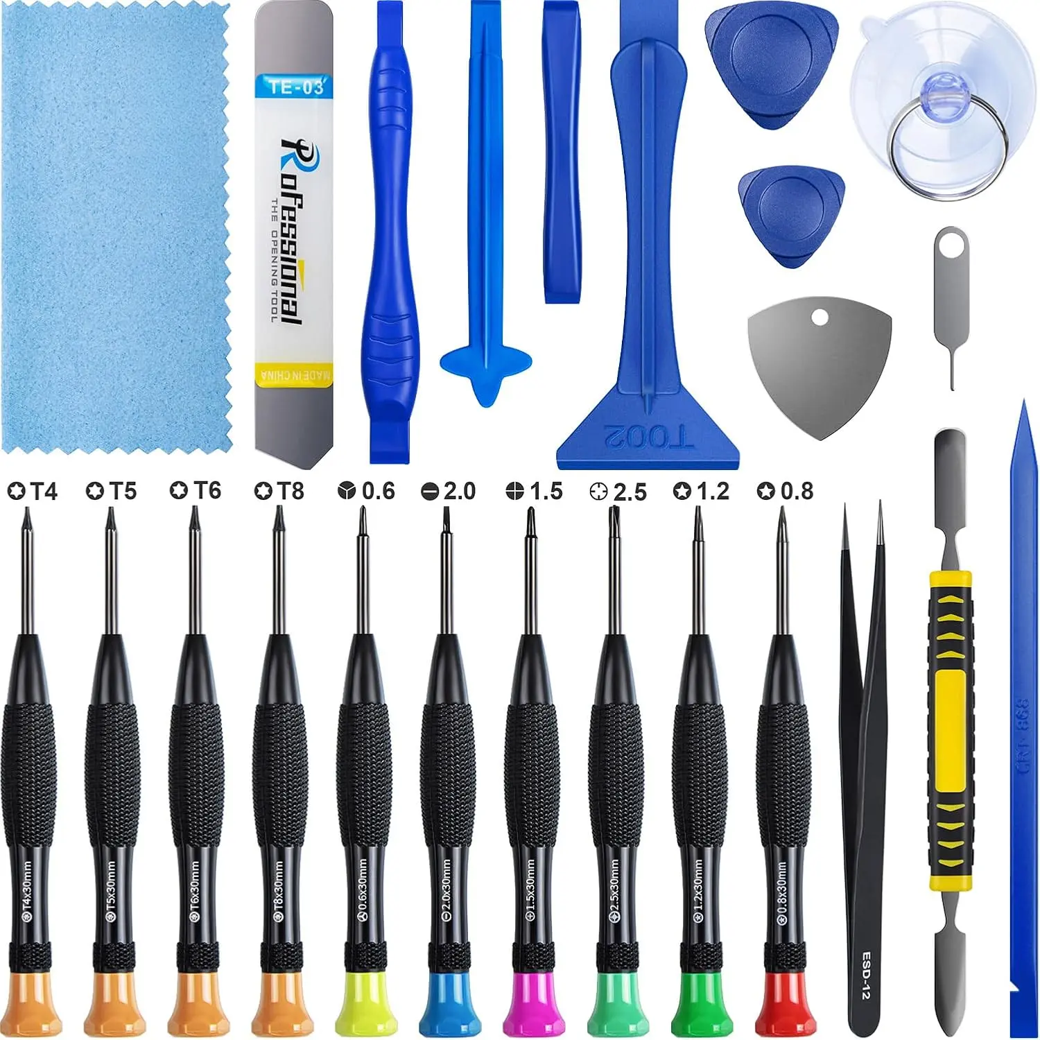 24 count  Opening  Tool  Set Repair Kit for Fix   15 14 13 12 11 Pro Max/XS/XR/X/8 Plus/7/6,iPad Pro Air Mini, iPod,Cell Phone, Open Replace Screen
