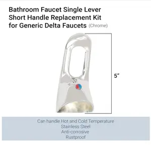 Bathroom & Kitchen Single Lever Short Faucet Handle Replacement Kit Stainless Steel Polished Chrome 5 Inch Length Anti-Corrosive Rustproof for Generic Delta Faucets