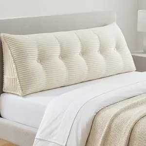 Triangle Wedge Headboard Pillow, Tufted Corduroy Fabric Bed Backrest Cushion, Multi-Color & Multi-Size Support Pillow for Bedroom