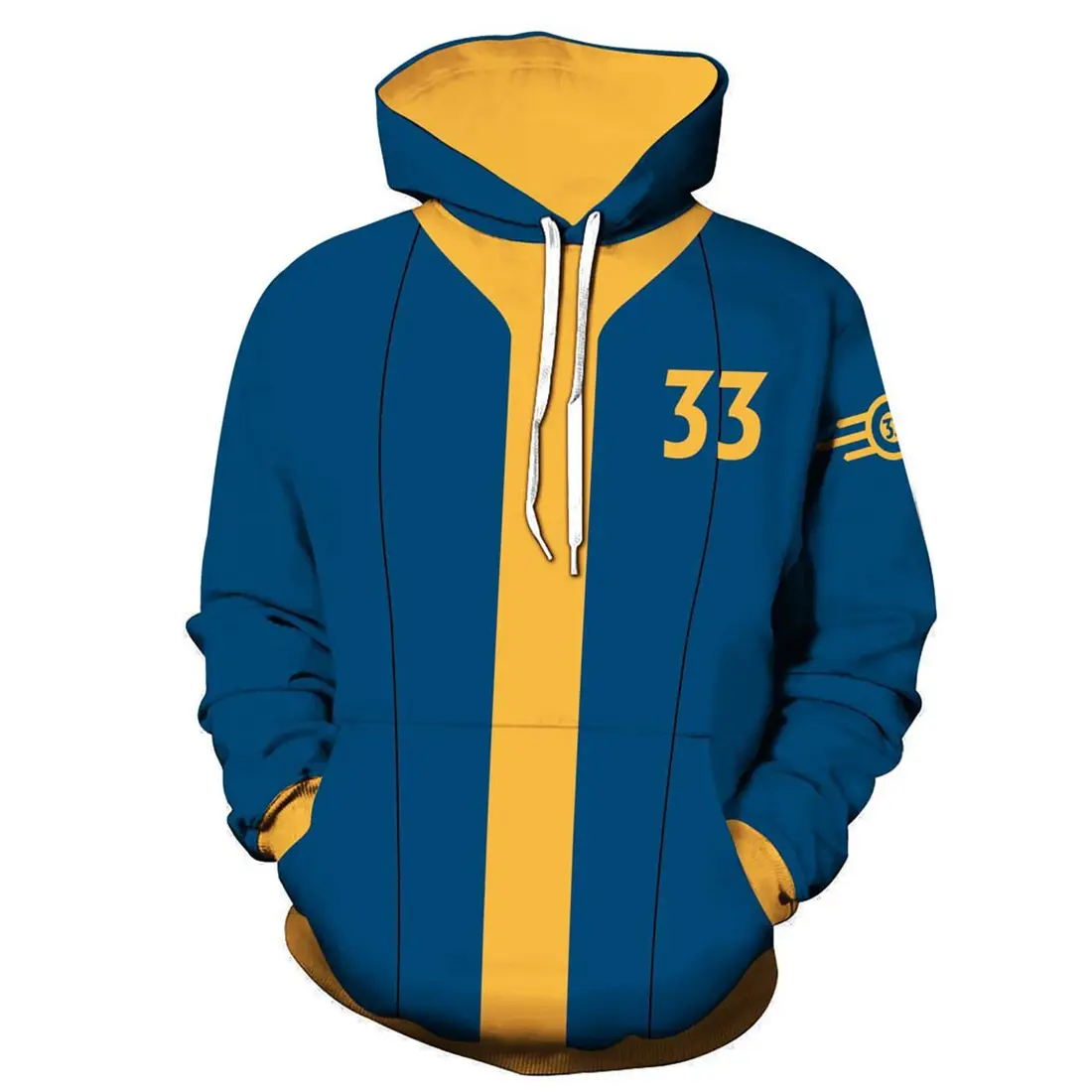 ECOSLAND Standard Hoodie, Unisex Vintage Game Pullover, Reinforced Long Sleeve Shirt for Vault 33 Cosplay & Halloween, Vintage Hoodie, Sweater Hoodie