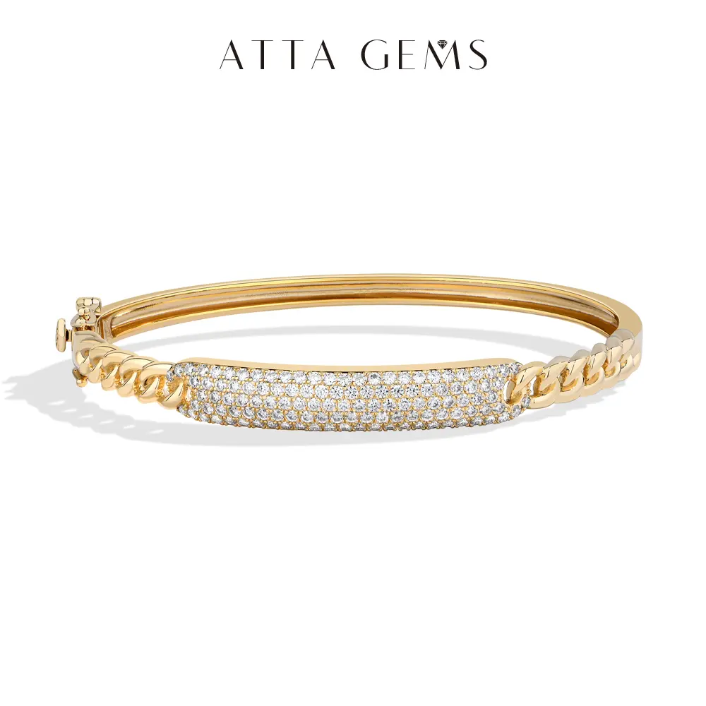 ATTAGEMS Unisex Multi-Size Round Cut Certified Lab-Made Moissanite Bracelet - Hypoallergenic Artificial Gemstone Bracelets Jewelry, High Quality Stone Bangle for Everyday Wear & Holiday Gifting B070, High Quality Bracelet