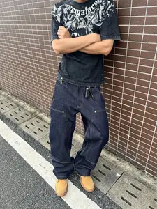 Frofooo 16.2oz  raw denim, lumberjack-style double-layered front panels, classic straight-leg jeans (heavyweight denim; fading is normal)