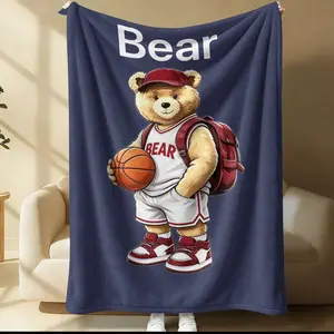 Handsome teddy bear printed pattern blanket, suitable for all seasons, suitable for beds, sofas, cars, room decorations, and gifts, suitable for children or adults