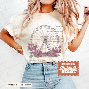Comfort Colors Eldest Daughter Shirt, Ferris Wheels, Kisses, and Lilacs Lyrics Vintage Graphic Tee, The Life of The Eldest