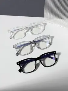 Men's Clear Acrylic Square Frame Eyeglasses, Stylish Square Frames, Square Frame Eyewear, Casual Trendy Eyeglasses for Everyday Use, Fashion Accessories for Outdoor Activities, Eyeglasses Set