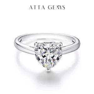 Women's 2CT D Color VVS1 Love Heart Synthetic Moissanite Solitaire Engagement Ring, Fine Jewelry for Wedding, Anniversary Gift R010