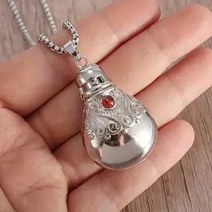 Antique Perfume Bottle Small Jar Pendant Can Open Hollow Gawu Box Necklace Women's Birthday Party Elegant Charm Jewelry