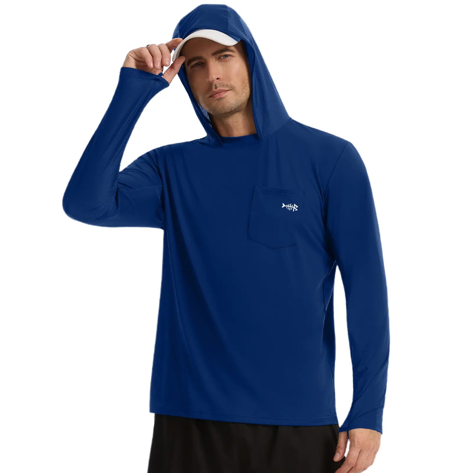 BASSDASH Men’s UPF 50+ Fishing Hoodie Shirts with Chest Pocket Lightweight UV Sun Protection Long Sleeve Hiking Sports FS34M