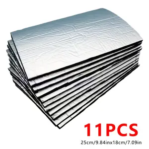 11 Sheets Car Hood Sound Deadening Mat 5mm Butyl Heat Insulation Fireproof Material for Engine Firewall Noise Reduction Vibration Dampening Universal Automotive Soundproofing Kit for Car Van Truck DIY Installation