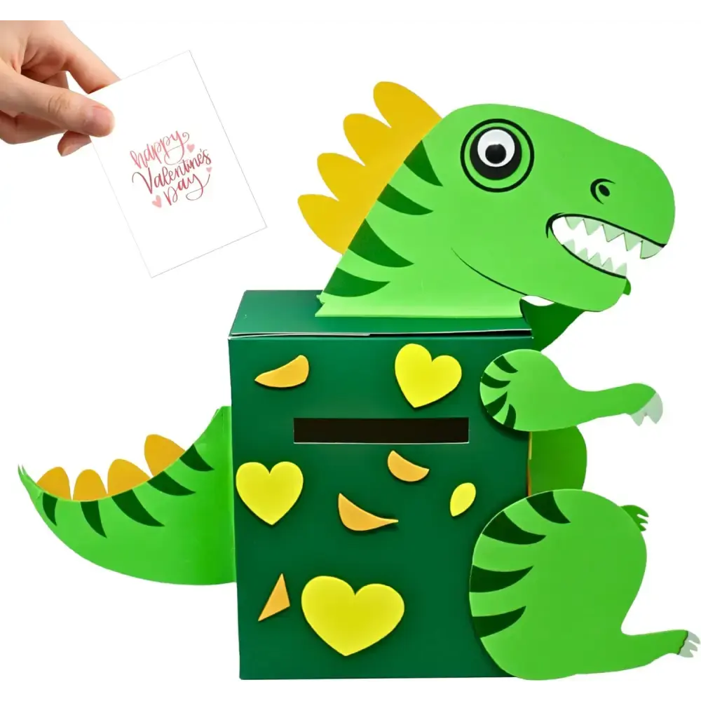 4E's Novelty DIY Dinosaur Valentine Box Kit – Fun Classroom Craft for Kids’ Card Exchange