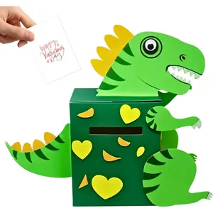 4E's Novelty DIY Dinosaur Valentine Box Kit – Fun Classroom Craft for Kids’ Card Exchange