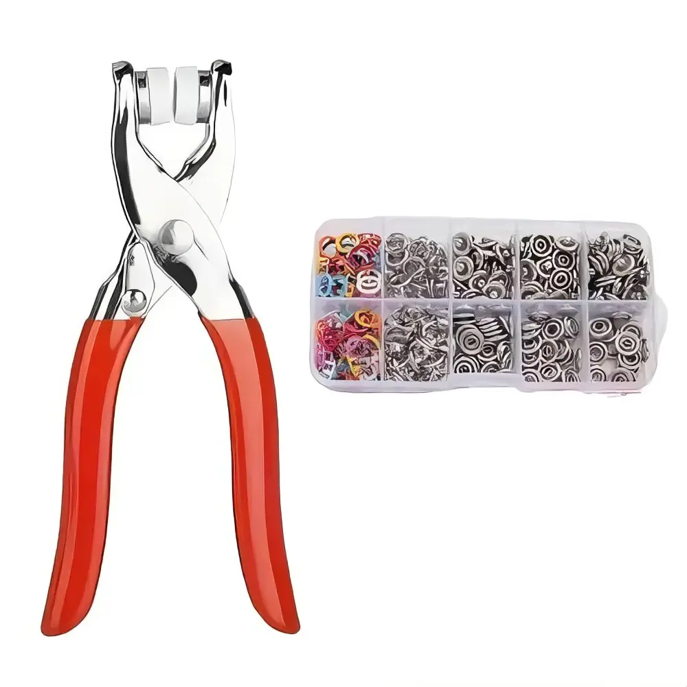 Metal Snap Buttons with Fastener Pliers Kit 100PCS Sewing Kit for DIY Crafts Fabric Clothes Bag Jean Manual Pliers Tool Included