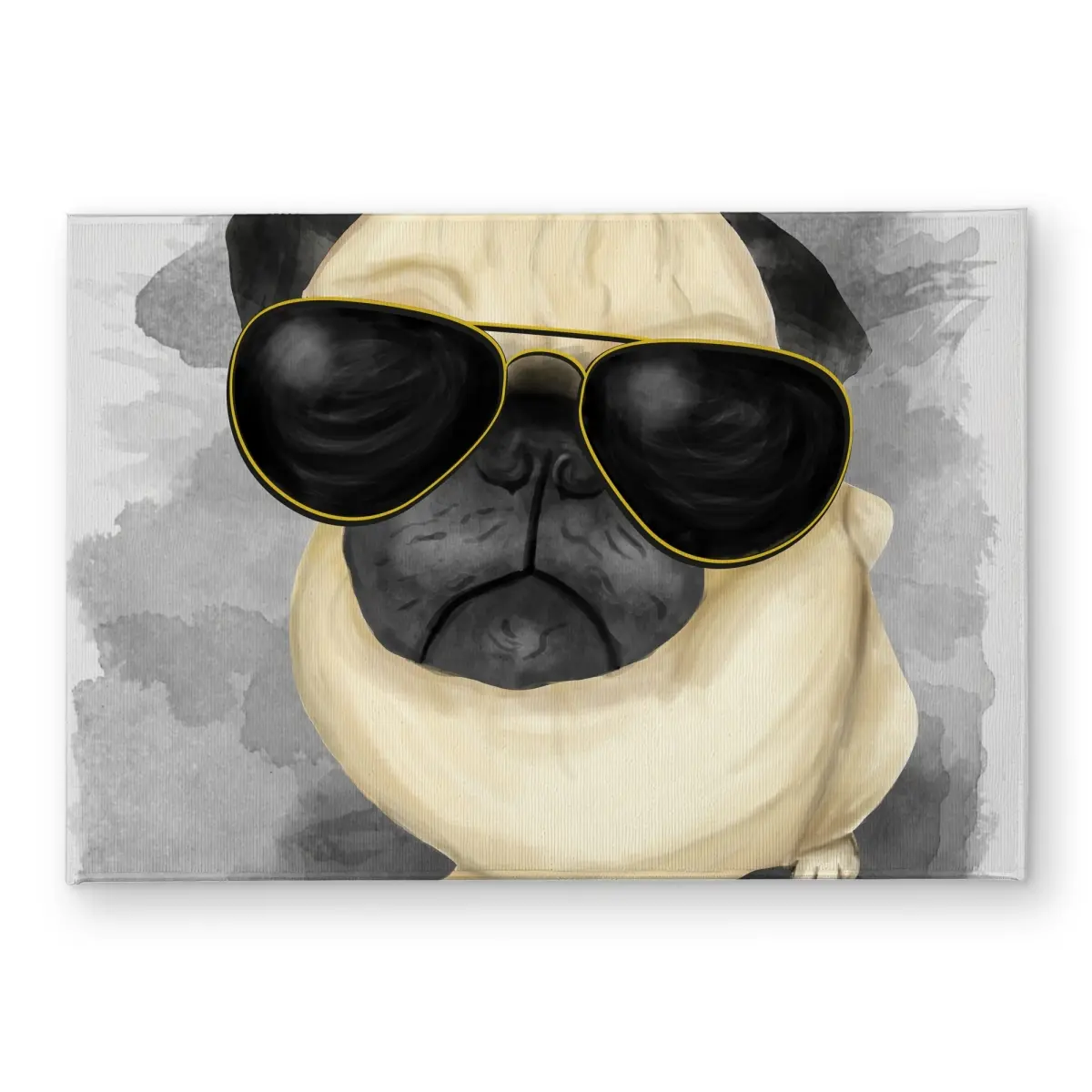 360 Stand 17x24 in. Illustrative Pug Animal Printed Polyester Rug, CODM1724ZH28M2 Durable Decorative Floor Mat, Indoor-Outdoor Loop Textile Home Decor, Cartoon Pattern Rug, Casual Rug