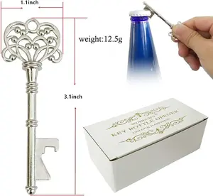 3PCS Skeleton Key Bottle Opener Wedding Favors Vintage Key Openers with Tags Cards Keychains Mixed Colors Party Guest Gifts