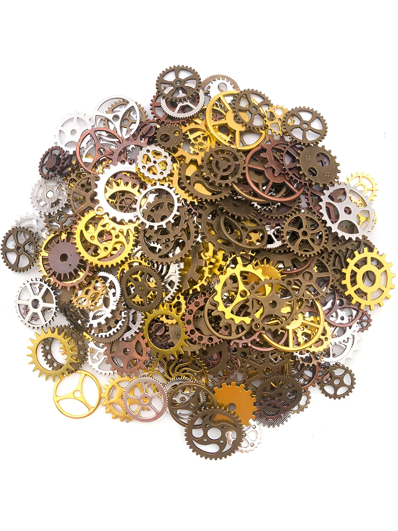 50g Pack Random Mix Color Metal Mechanical Steampunk Cogs Gears Charms Pendant, DIY Jewelry Making Accessories, Unique Craft Supplies, Geometric Pendant, DIY Jewelry Decoration, Art Charms