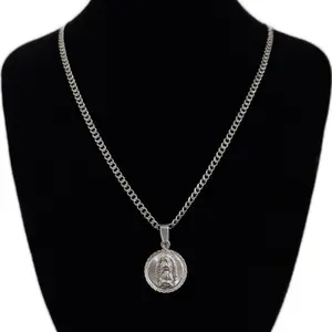 Virgin Mary medal with 3mm Cuban chain, both made of 925 silver