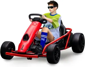 Electric Drift Go Kart for Kids 8-12, 24v Ride on Toy Car with Dual 300w Motors, 8MPH High Speed, Music, Slow Start & Seatbelt, Outdoor Racing Drift Kart, Max 180 Lbs - Red