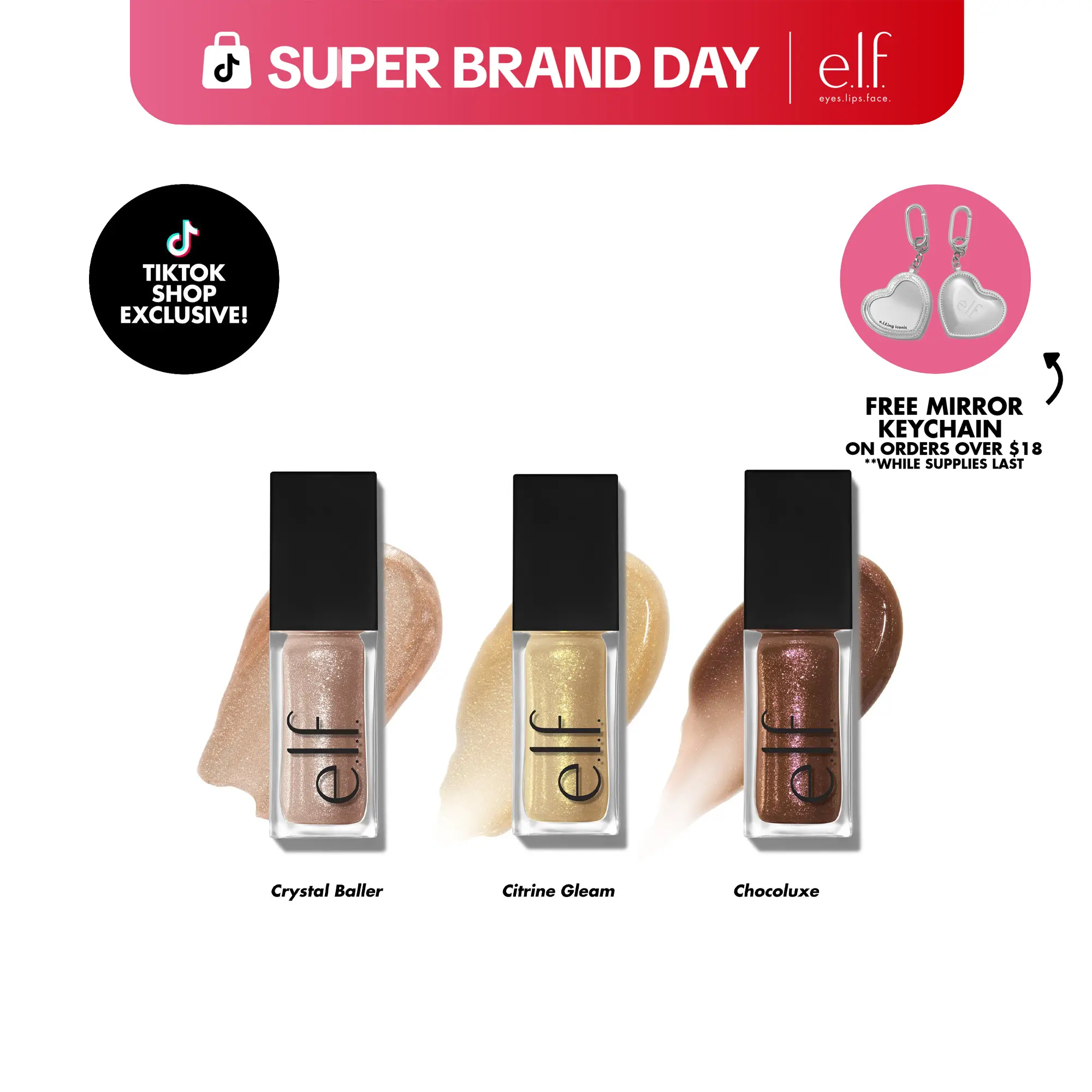 e.l.f. Glow Reviver Lip Oil Glimmer, Glitter Lips, Hydrating Lip Oil with Glitter Finish 7.6mL