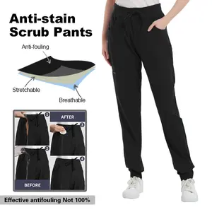 Yoga Scrub Pant for Women 5 Pockets - Petite Tall Regular Jogger Scrubs, Comfort Stretch Stain Resistant
