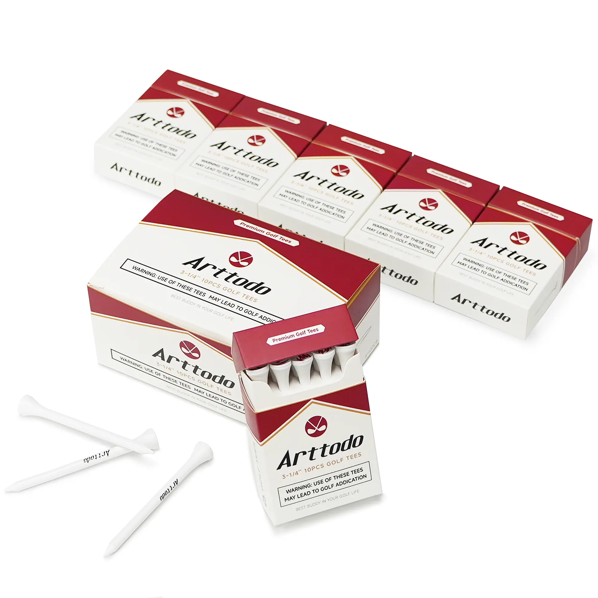 Premium Golf Tees, Pack of 10, 83mm (3-1/4") Wooden Tees, Eco-Friendly， Funny Golf Tees, Memorable Gift for Golfers, Iconic Packaging