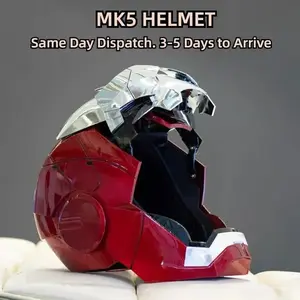 Wearable Helmet - Voice, Touch, and Remote Control with LED Eyes, Realistic Sound Effects, Perfect for Cosplay, Display, and Collectible Figures for Man and TeenSilver