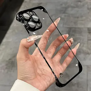 Luxury Ultra-Thin Frameless PC Phone Case for iPhone 17/16/15/14/13/12 Pro Max Plus, Lens Protection Film Included, Shockproof Back Cover
