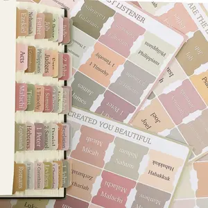 Boho Chic Bible Tabs Set (75pcs), 66 Books + 9 Blank Tabs, Laminated Index Stickers, Printed Design, Perfect for Organization, Office Supplies