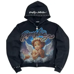 Black Prestige Angel Hoodie Blue