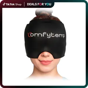 Migraine Head relief Cap Gel Ice Head Wrap for migraines, tension and stress relief. Perfect for Home Breaks, Before Sleep, or Office Use Black Eye Cover Night Mask