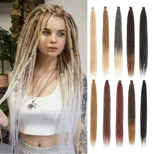 Unisex Synthetic Hair Piece Dreadlock Extensions, 4-Pack (40 Strands Total), 0.6 cm Precise Width, 24 in, Multiple Colors