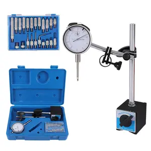 Professional Magnetic Dial Indicator for Kitchen Measuring & Testing, 0-1" Range, 0.001" Precision, Fine-Adjustable Long Arm, Magnetic Base Holder, 22-Piece Test Tips, Flat Back or Lug Back Option