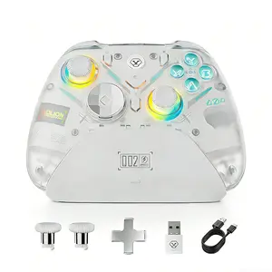 AOLION K20 Wireless Hall Effect Game Controller for PC & Switch, RGB Lighting, Charging Dock, Interchangeable D-Pad, Compatible with Android & iPad