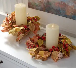Set of 2 Harvest Leaf and Berry Mini Wreaths by Valerie