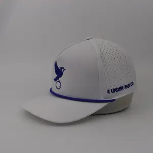 3 Under Par Co "Blue Bird" Edition Golf Hat - White with Perforated Design and Blue Trim