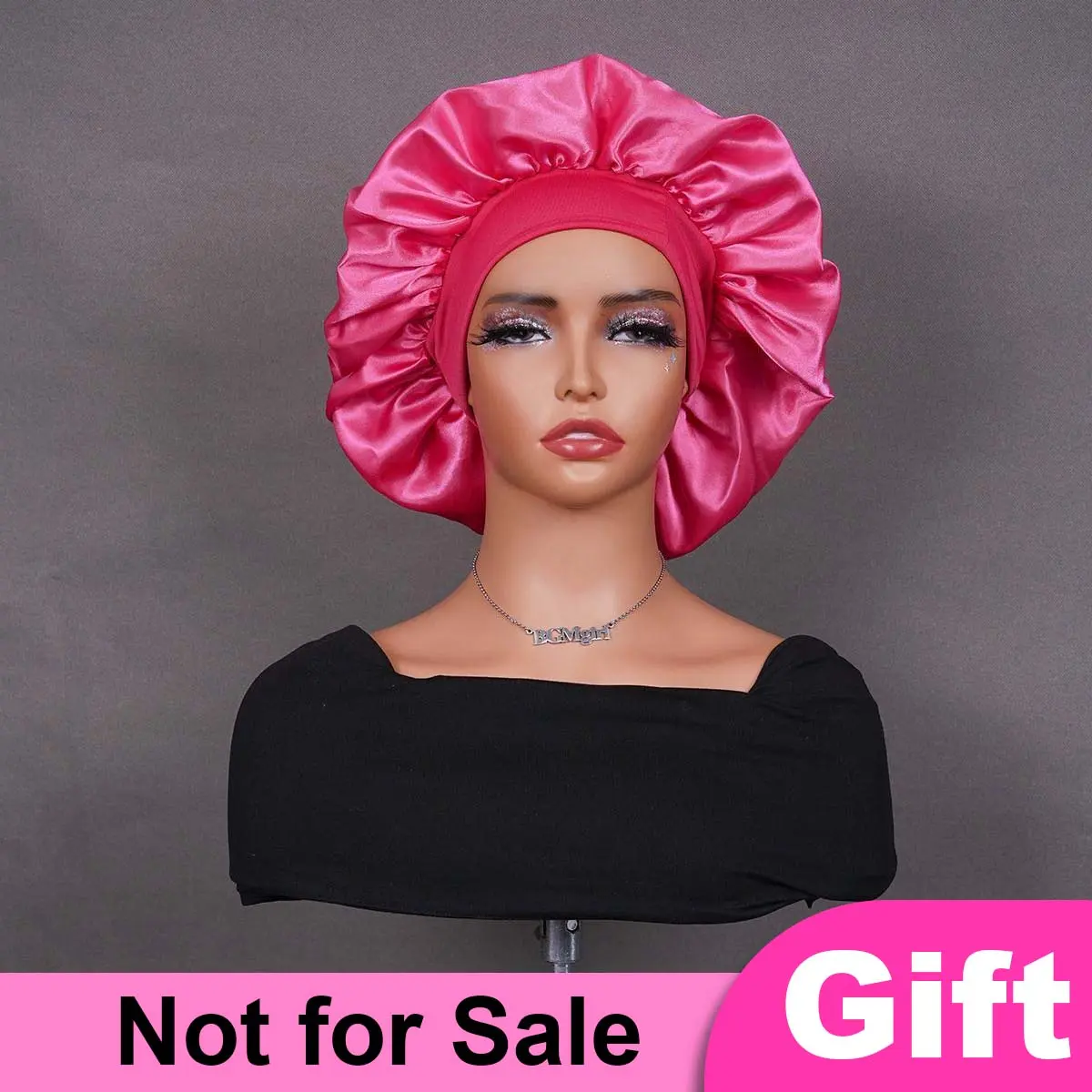 BGMgirl Hair Pink Silk Bonnet Soft Bonnet Sleeping Hat For Women Hair ...
