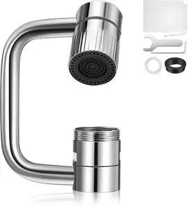 Rotatable Faucet Aerator Extension for Kitchen & Bathroom Sinks - 2 Mode Splash Control Rotating Swivel Design, Effortless All-Angle Water Flow, 1PC