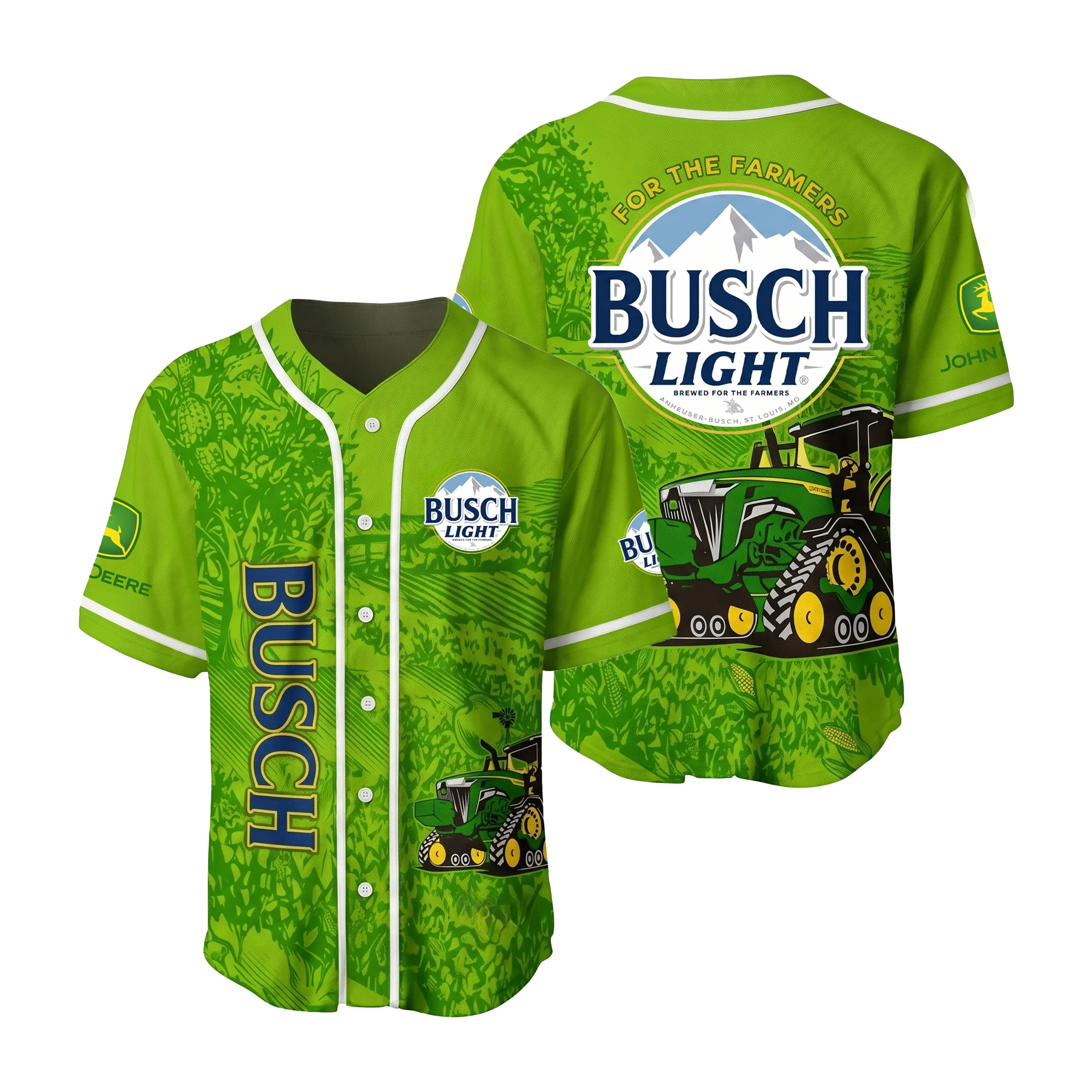 The Ultimate Country Farmer Busch Light Jersey - Green Tractor Beer Button Up - Men's US 250th Anniversary Party Outfit