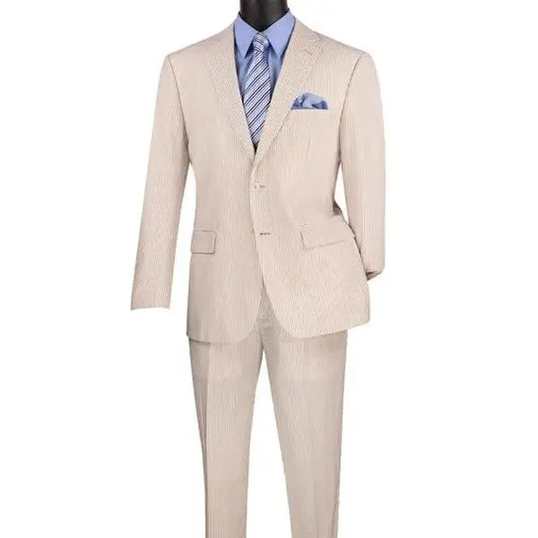 Medievalor Collection: Tan 2 Piece Seersucker Single Breasted Modern Fit Suit