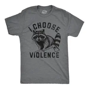 Mens Funny T Shirts I Choose Violence Sarcastic Raccoon Graphic Novelty Tee for Men Mens Funny T Shirts Cool Vintage Fashion T-Shirt Gift Classic Menswear Sarcastic Apparel for Men Funny Animal Short Sleeve Dark Grey