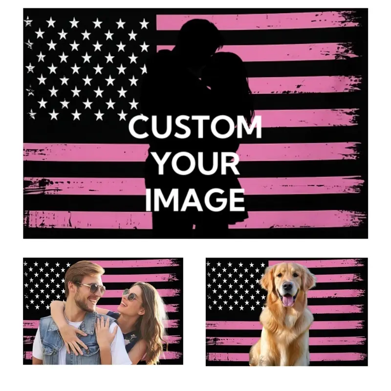 Customizable American Flag Photo Tapestry - Personalized Image Print Wall Decor, Room Decor, Club Decoration Poster, Valentine’s Gift for Boyfriend