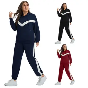 [1X-5X]Plus Size 2 Piece Outfits Women Sweatsuits Pullover Hoodies Sweatshirt Jogger Pants Tracksuits Lounge Matching Sets with Pockets for Casual Days