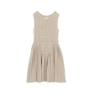 Pre-owned CHANEL Wool Small Leather Goods Pleated Dress