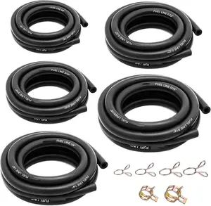 3-Feet Fuel Hose Line - 1/8" 3/16" 0.22" 1/4" 5/16" ID Fuel Line Gas Tube Hose with 40Pcs Clamps for Small Engines Kawasaki EZGO Golf Cart Snowmobile Motorcycle ATV Tractor Lawn Mowers