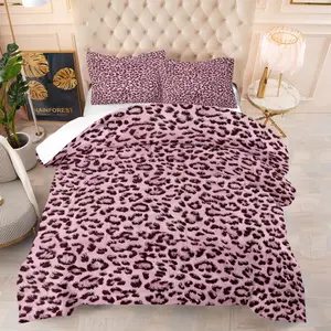 2/3 Pcs Dusty Pink-Brown Leopard Print Bedding Comforter Set, Decorative Bedding Set, Comforter & 1/2 Pillowcases (no filler), All-Season, Fits Bedroom/Dorm/Rental Decor, Ideal for Retro Style Fans